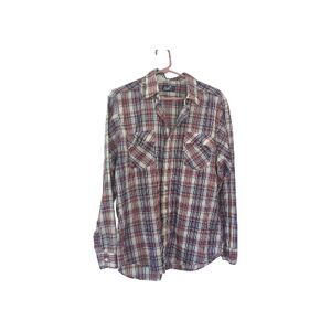 Levi's Vintage 1986 Manufactured Red and Blue Plaid Western Button-Down Shirt